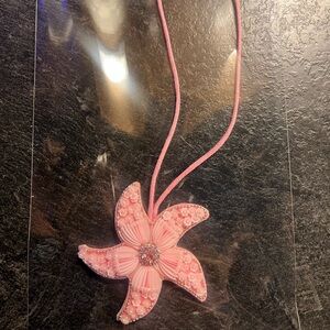 Pink beaded starfish bag charm